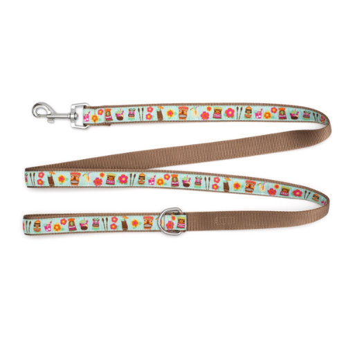 The Worthy Dog Festive Tropical Tiki Time Ribbon Nylon Webbing Lead