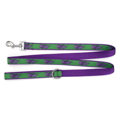 The Worthy Dog Triceratops Dinosaur Ribbon Nylon Webbing Lead
