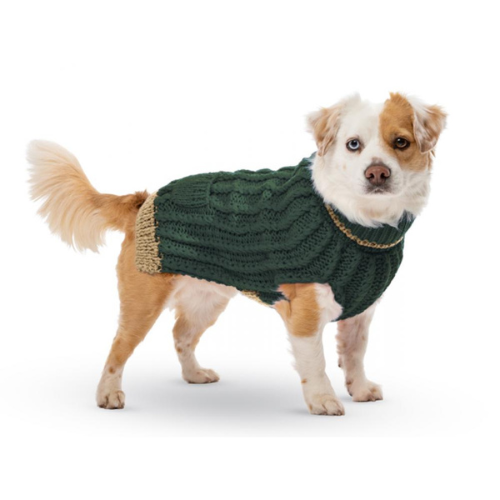 Up Country Hand Knit Classic Cable Acrylic Dog Sweater — Forest on Dog
