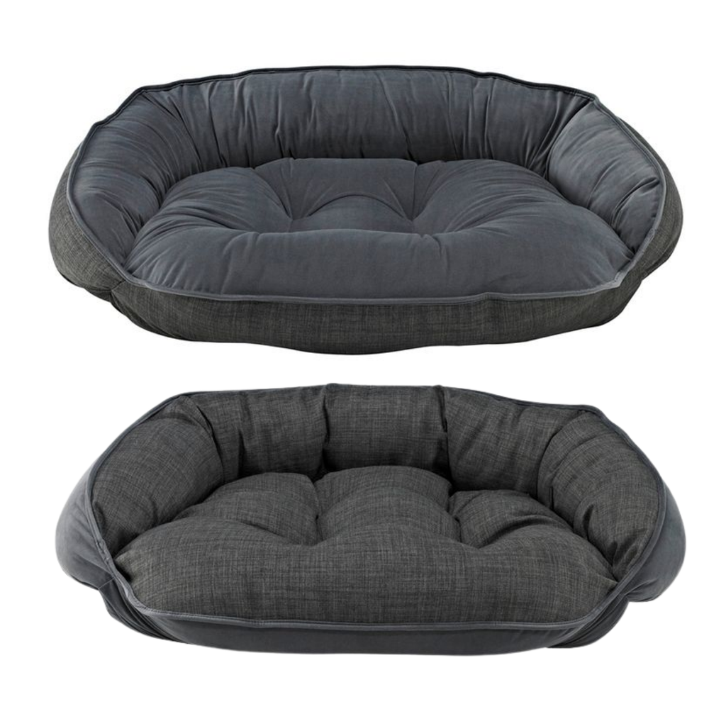 Bowsers Crescent Dog Bed in Storm – easy entry bolster bed for small to large dogs M-XXL