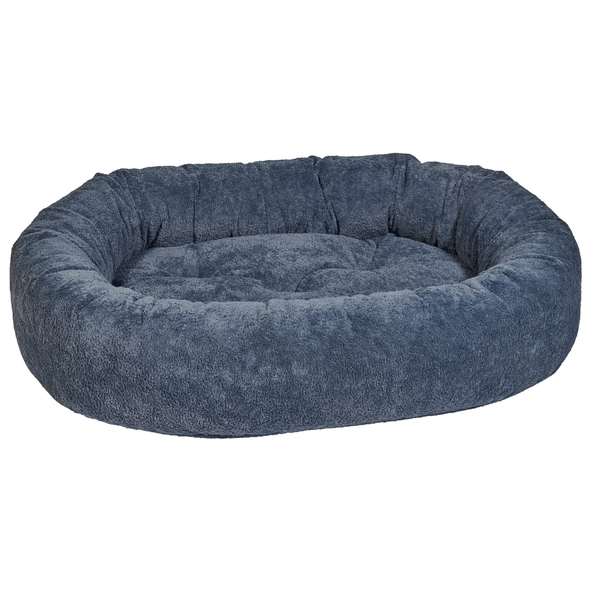 Bowsers Donut Dog Bed with oval bolster design in Stormberry performance terry fabric