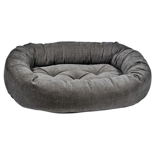Bowsers Donut Dog Bed with oval bolster design in Mousse performance washed cotton fabric