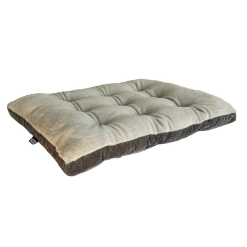 Bowsers Pet Dream Faux Fur Futon Pillow Crate Mat Bed — Fawn + Bark