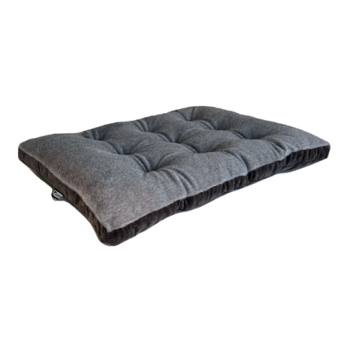 Bowsers Pet Dream Faux Fur Futon Pillow Crate Mat Bed — Otter + Carbon