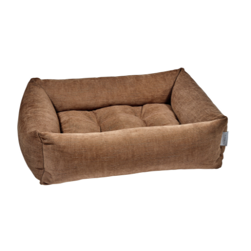 Modern Franklin Lounge Dog Bed by Bowsers in Caramel performance washed cotton fabric