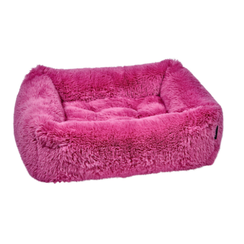 Modern Franklin Lounge Dog Bed by Bowsers in Cherry Blossom faux fur fabric