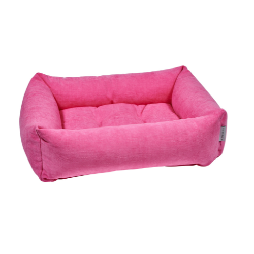 Modern Franklin Lounge Dog Bed by Bowsers in Flamingo performance washed cotton fabric