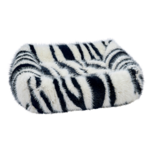 Modern Franklin Lounge Dog Bed by Bowsers in White Bengal animal print faux fur fabric
