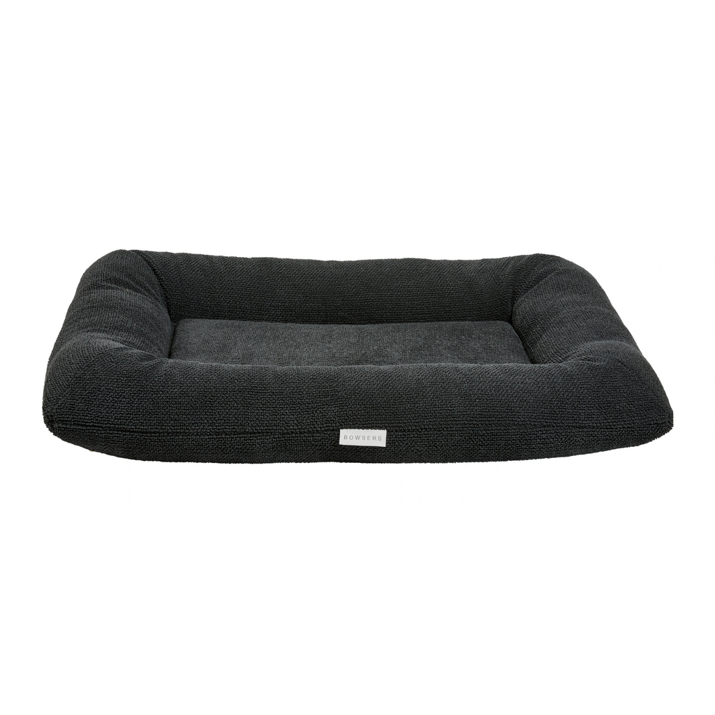 Bowsers Hugo Futon Dog Bed in Chia black performance terry fabric