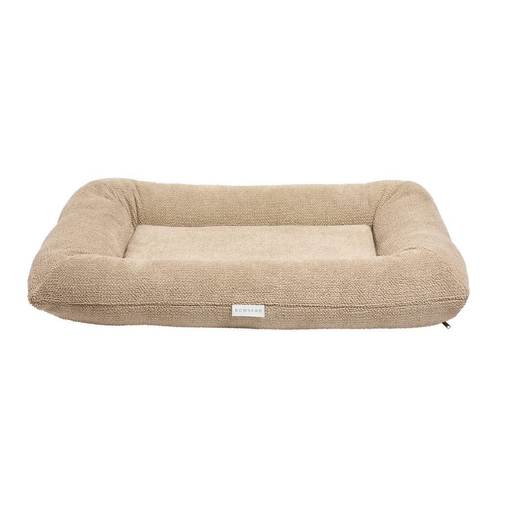 Bowsers Hugo Futon Dog Bed in Oatmeal beige performance terry fabric