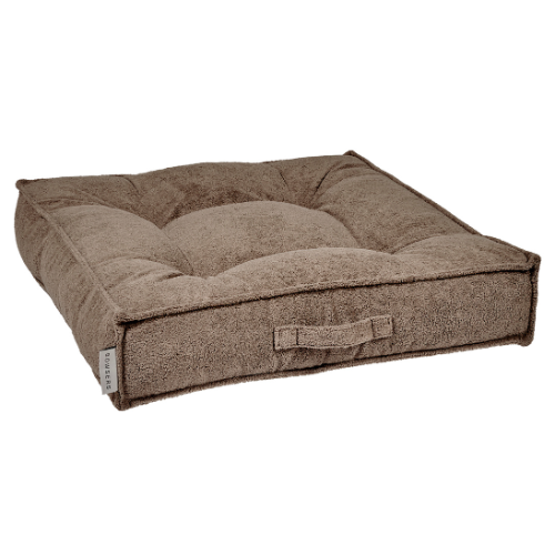 Piazza Bolstered Dog Bed by Bowsers – Modern Square Design in Mocha Performance Terry Fabric
