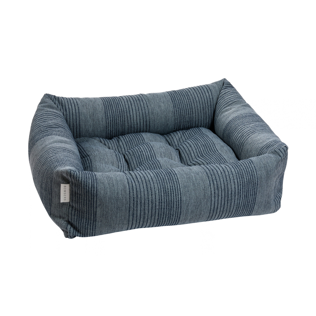 Bowsers Franklin bolstered dog bed in Coastal Blue performance linen