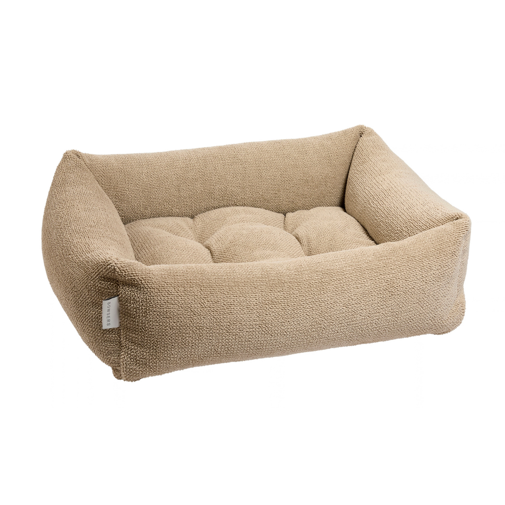 Bowsers Franklin bolstered dog bed in Oatmeal performance terry