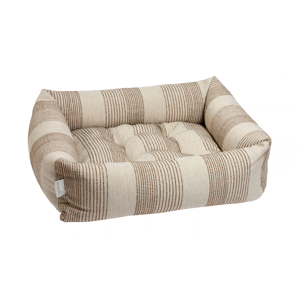 Bowsers Franklin bolstered dog bed in Seashell performance linen