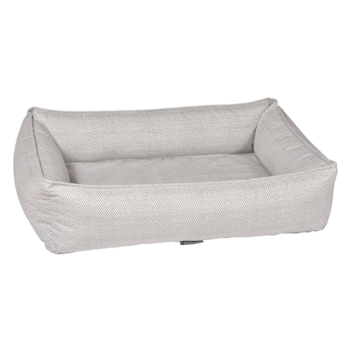 Bowsers MicroVelvet Urban Lounger Nesting Dog Bed — Taupe Herringbone