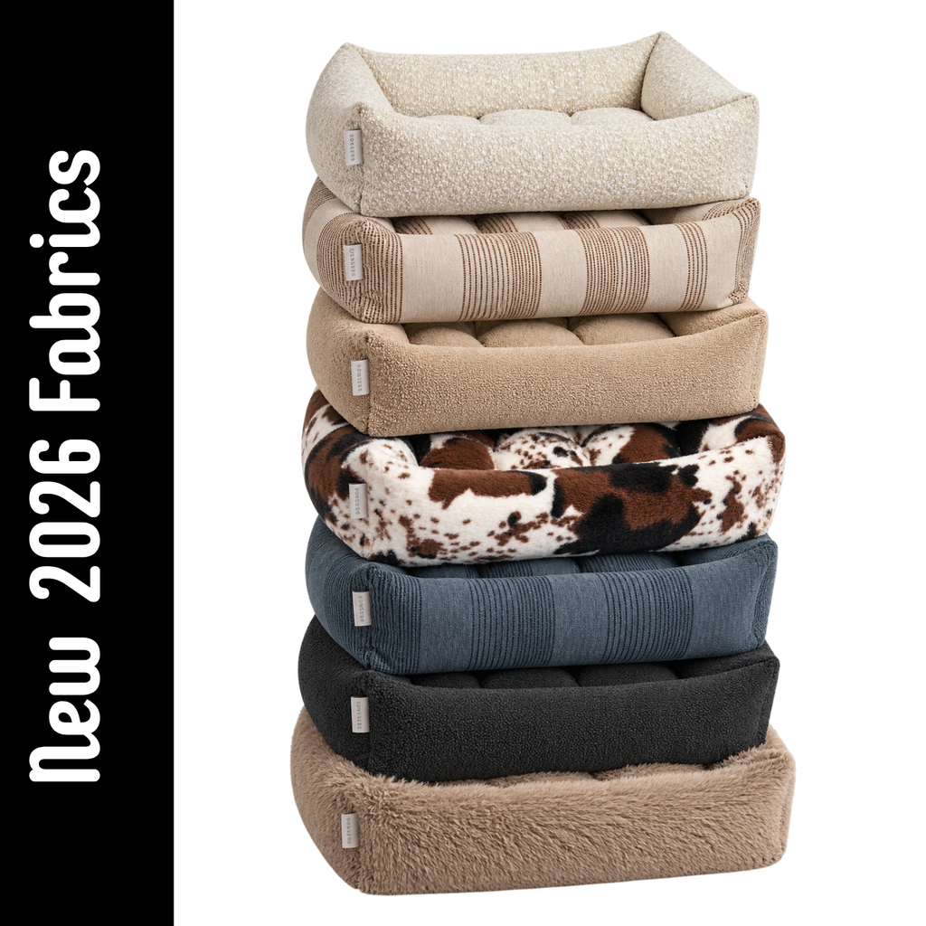 Bowsers Franklin bolstered dog beds in seven new Fall 2026 fabrics