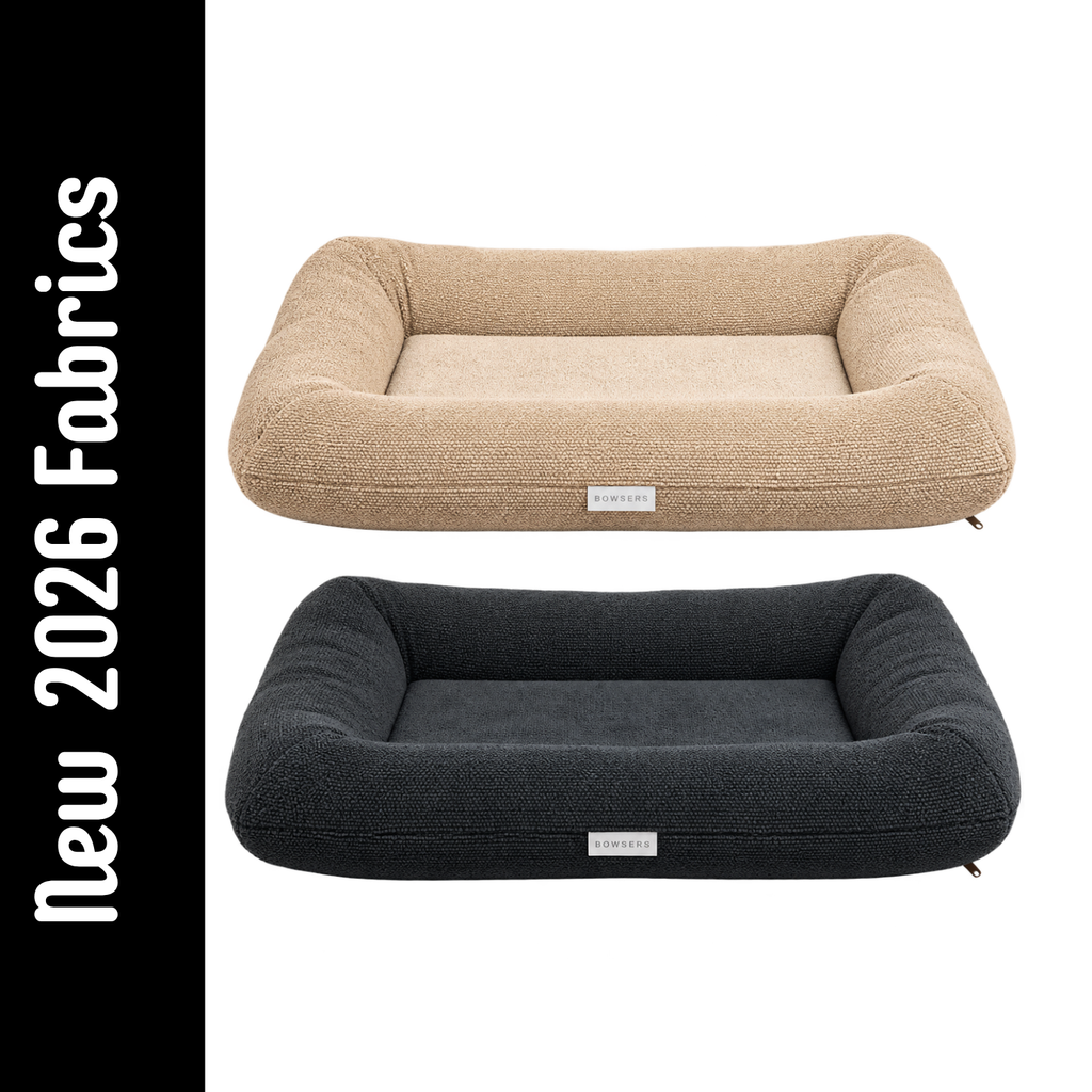 Bowsers Hugo Futon Dog Bed in new 2026 Oatmeal and Chia performance terry fabrics