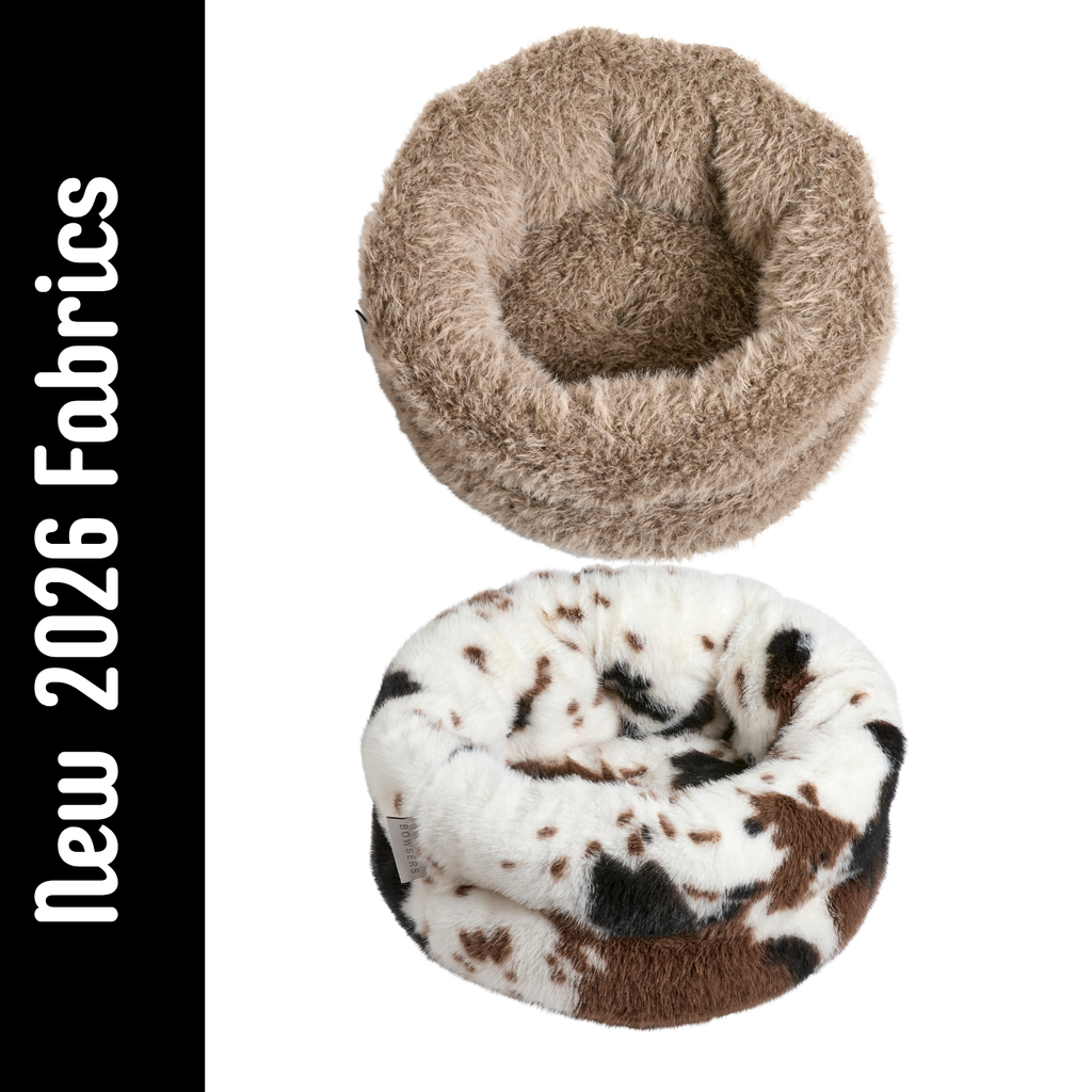 Bowsers Muffy Nesting Dog Beds in Longhorn and Alpaca faux fur