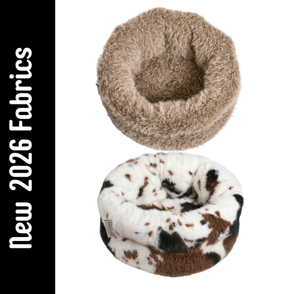Bowsers Muffy Nesting Dog Beds in Longhorn and Alpaca faux fur