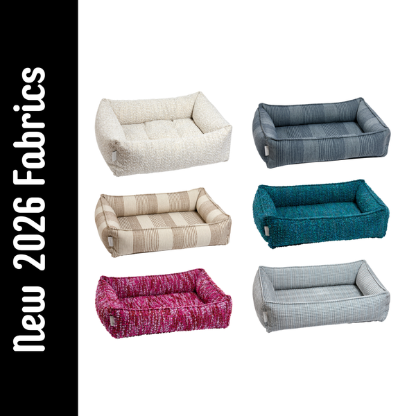 Bowsers Urban Lounger new 2026 fabrics dog bed collection