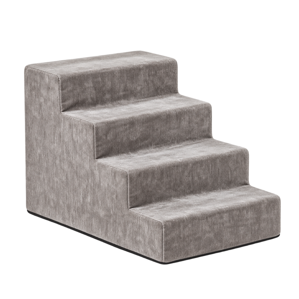 Bowsers Pet Steps in Pumice Microvelvet fabric - four-step foam dog stairs