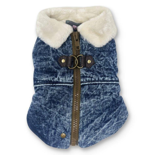 Dogo Pet Fashions Denim Athletic Runner Winter Dog Coat back View