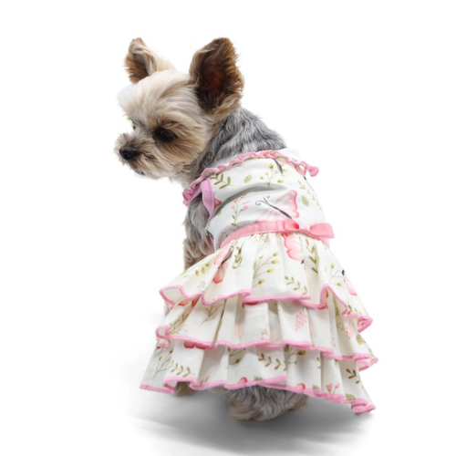 Dogo Pet Fashions Butterfly Ruffled Skirt Dog Dress on Dog