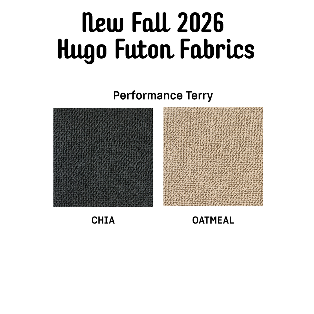 New Fall 2026 Bowsers Hugo Futon fabrics – Oatmeal and Chia performance terry