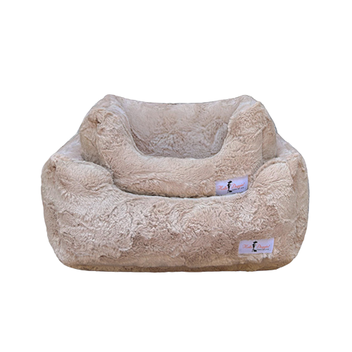 Hello Doggie Cuddle Plush Nesting Lounge Bed — Latte