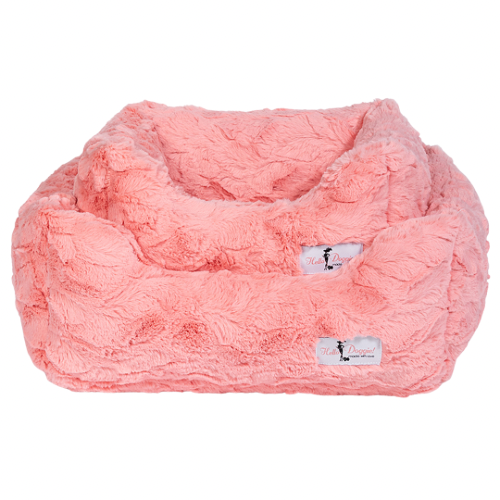 Hello Doggie Cuddle Plush Nesting Lounge Bed — Peach