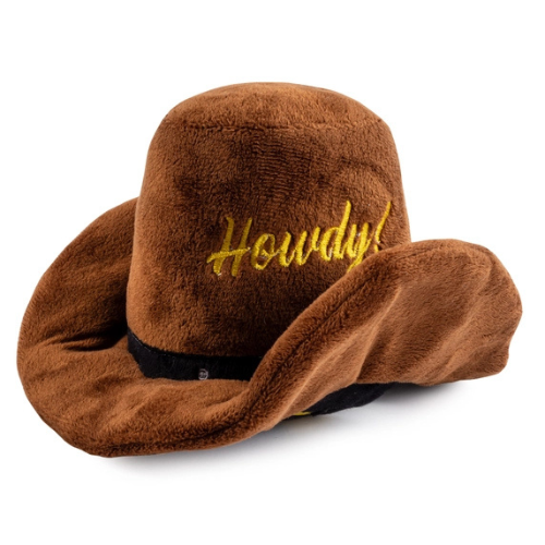 Haute Diggity Dog Brown Cowboy Hat Designer Plush Dog Toy