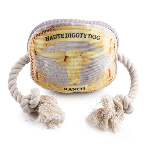 Haute Diggity Dog Western Belt Buckle Designer Plush Dog Toy Front View