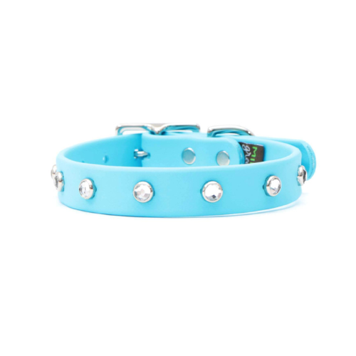 Mimi Green Biothane Waterproof Sparkle Crystal Studded Collar — Medium