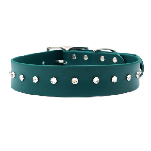 Mimi Green Biothane Waterproof Sparkle Crystal Studded Collar — XL