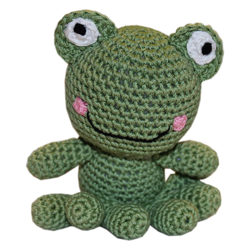 Fritz The Frog Pet Flys Knit Knacks Organic Cotton Dog Squeaky Toy