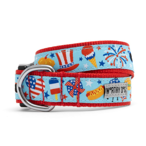 The Worthy Dog Independence Day Fourth of July Ribbon Nylon Web Collar