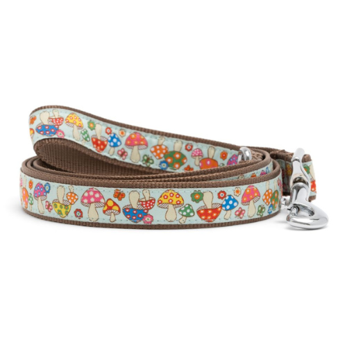 The Worthy Dog Mushrooms Ribbon Nylon Webbing Matching Lead