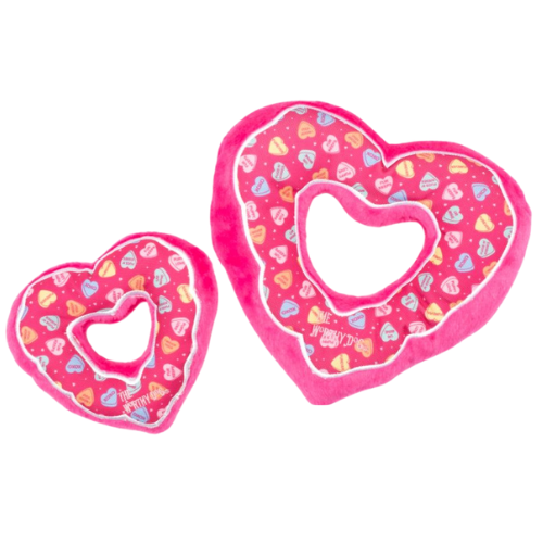 The Worthy Dog Puppy Love Heart Donut Plush Dog Toy