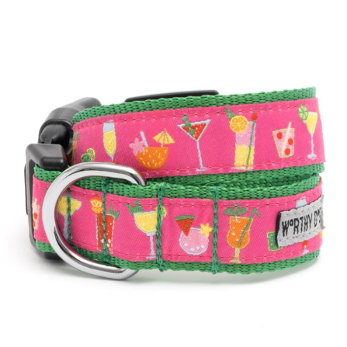 The Worthy Dog Summer Cheer Cocktail Ribbon Nylon Webbing Dog Collar