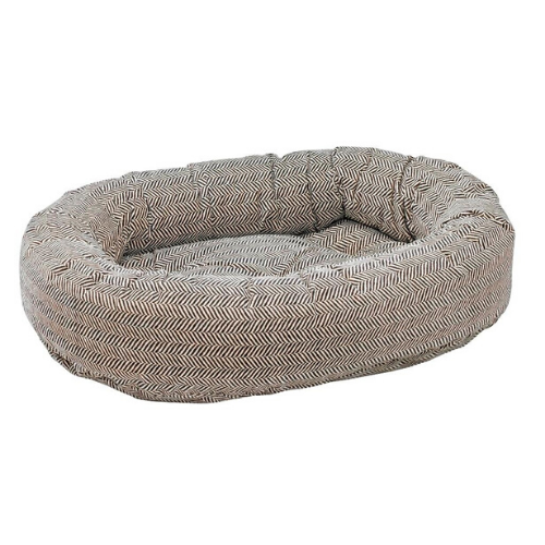 Bowsers Pet MicroVelvet Donut Bolstered Nesting Dog Bed — Herringbone