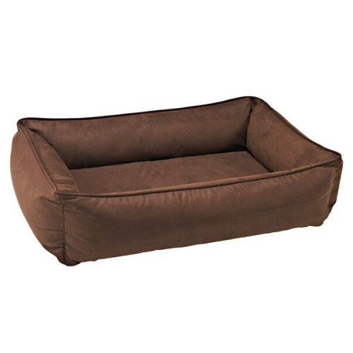 Bowsers Faux Leather Urban Lounger Rectangle Nest Dog Bed — Cowboy