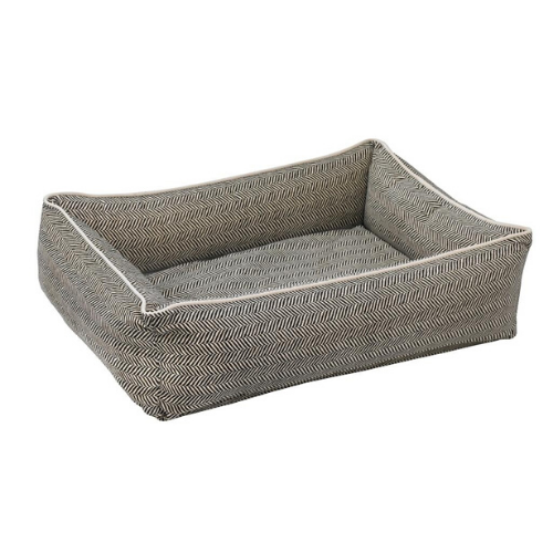 Bowsers MicroVelvet Urban Lounger Rectangle Nest Dog Bed — Herringbone