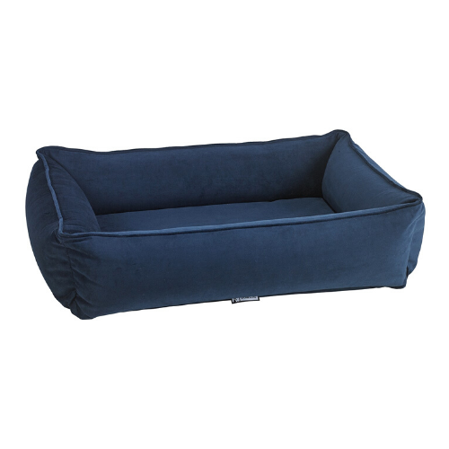 Bowsers Pet MicroVelvet Urban Lounger Rectangle Nest Dog Bed — Navy