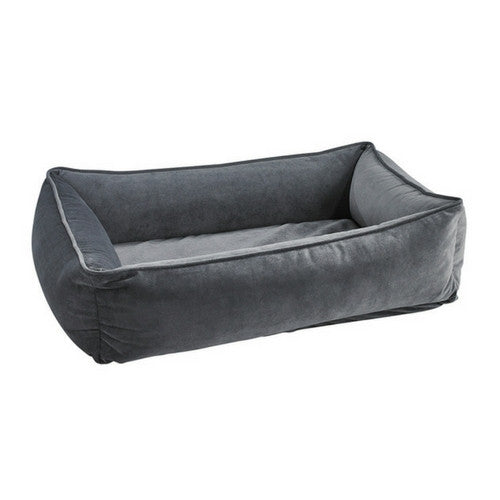 Bowsers Pet MicroVelvet Urban Lounger Rectangle Nest Dog Bed — Ash