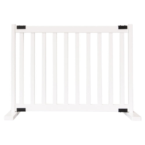 Dynamic Accents Adjustable Hardwood Kensington Freestanding Pet Gate Small White