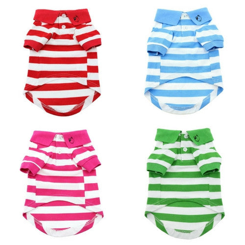 Doggie Design Striped Polo Style Collared Dog Shirt