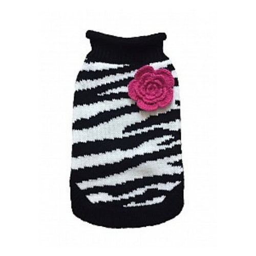 Dallas Dogs Stylish Zebra Rose Acrylic Dog Sweater