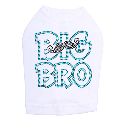 Dog In The Closet Big Bro Brother Mustache Tank Dog Shirt White