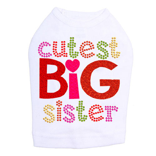 Dog In The Closet Cutest Big Sister Dog Tank Shirt White