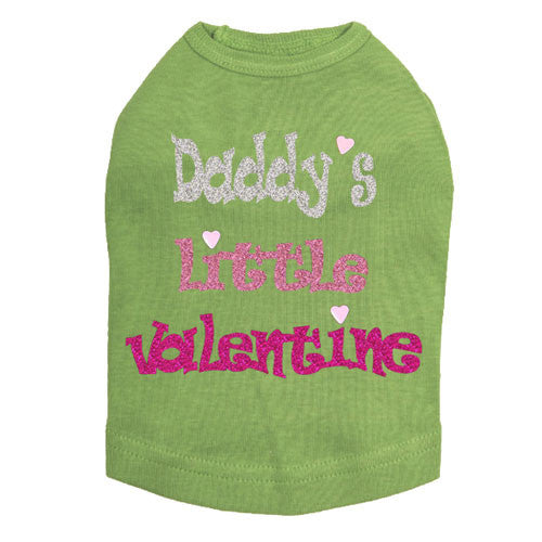 Dog In The Closet Daddy's Little Valentine Dog Tank Tee Green